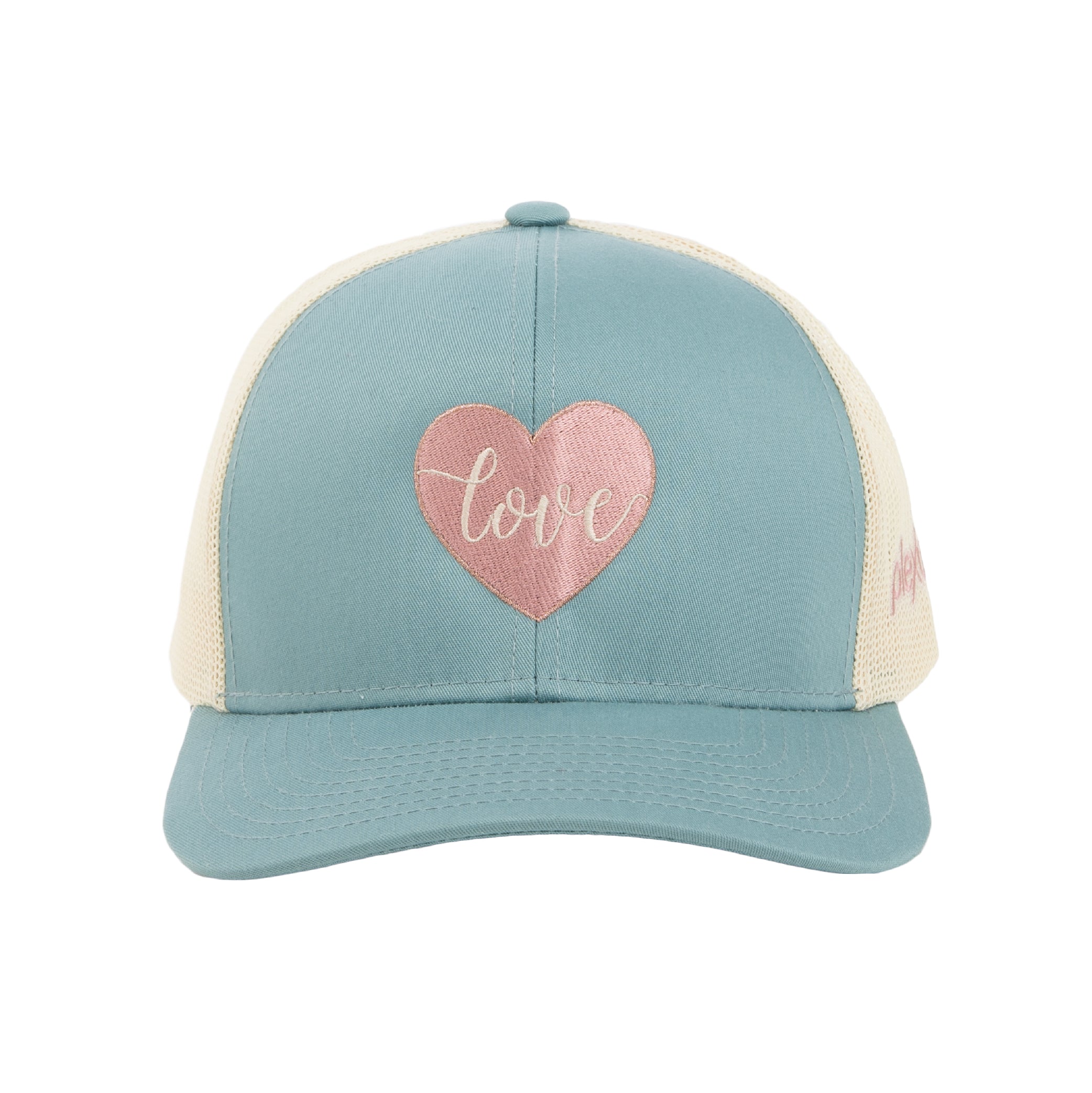 Local T Heart KC Hat - Light Blue Floral Dots